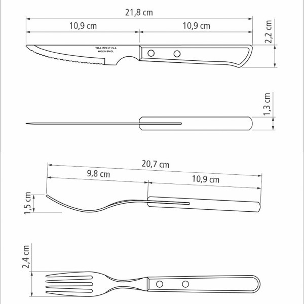 Churrasco Spanish Steak Cutlery 12 Piece Set - Red - Tramontina