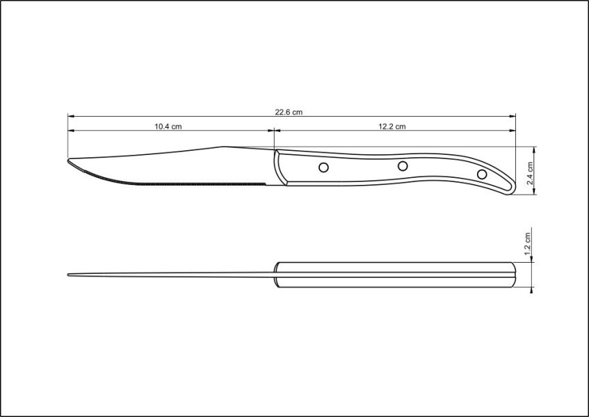 Churrasco Steak Knife Micro Serrated Narrow Polywood 4", 10cm - Tramontina
