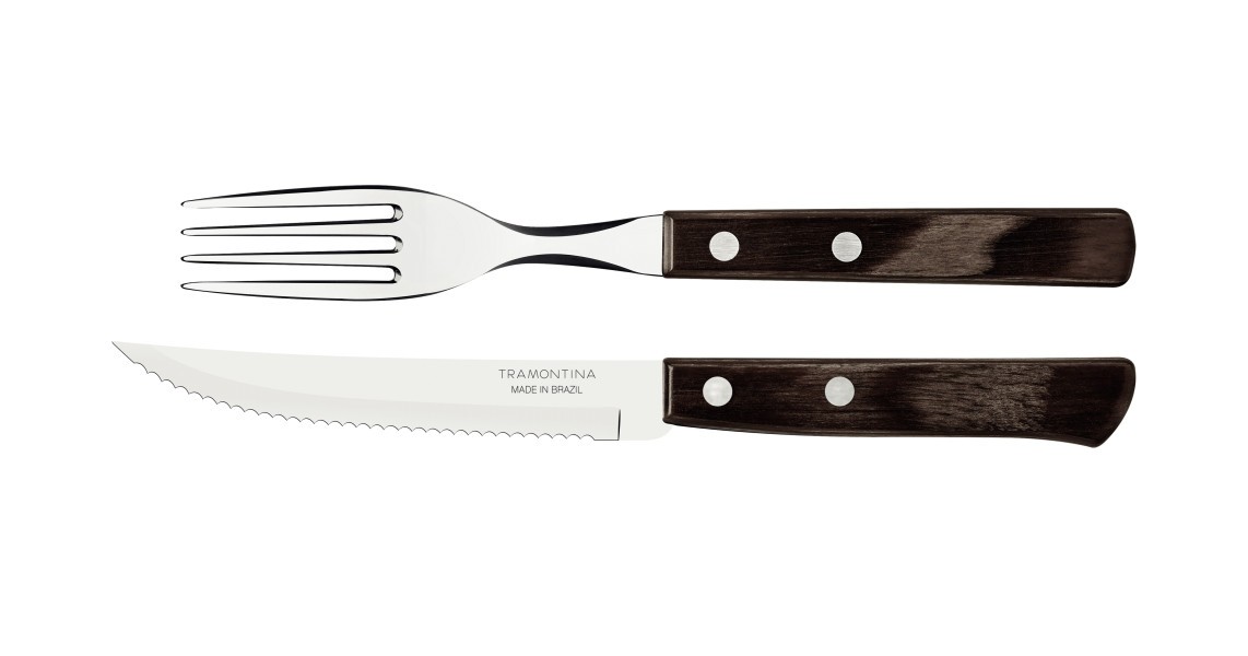 Churrasco Steak Knife Polywood Traditional Steak Set Brown 12pc - Tramontina