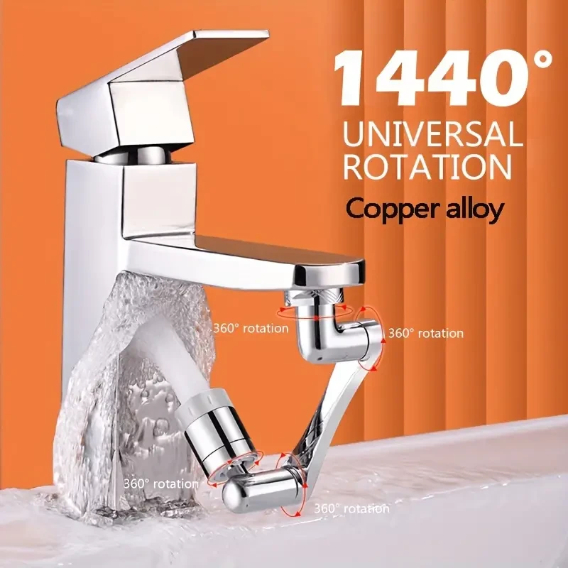1440 Copper Alloy Universal Swivel Faucet Spray Head - Extension Aerator Spout for Kitchen & Wash Basin Faucets