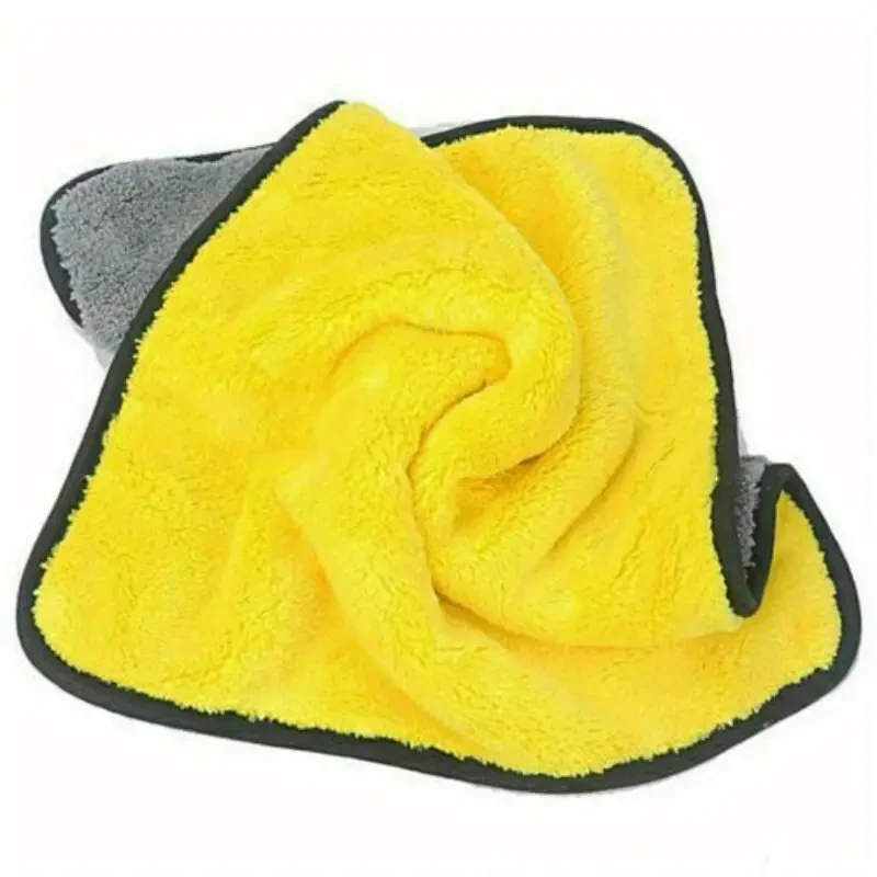 5pcs 30x40cm Microfiber Plush Car Wash Towels - Absorbent Dual-Sided Auto Detailing & Household Cleaning Rags