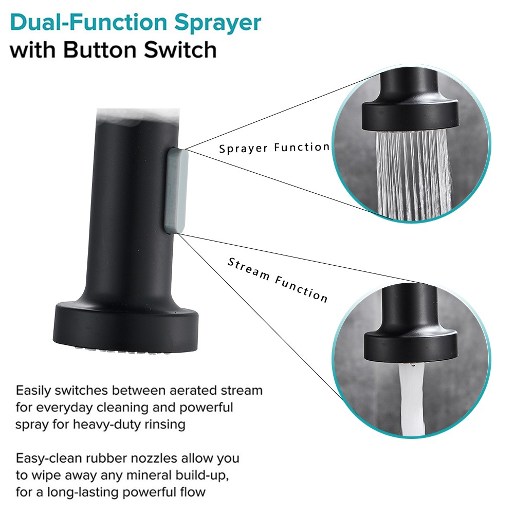 Rozin Brushed Nickel Kitchen Faucet - 360° Deck Mounted Mixer Tap