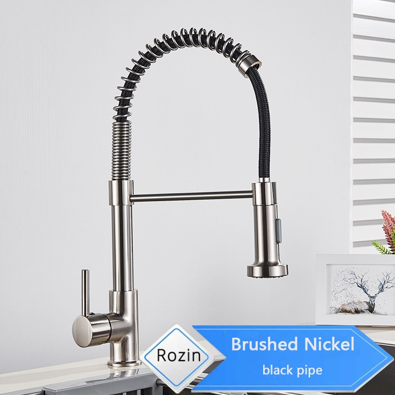 Rozin Brushed Nickel Kitchen Faucet - 360° Deck Mounted Mixer Tap