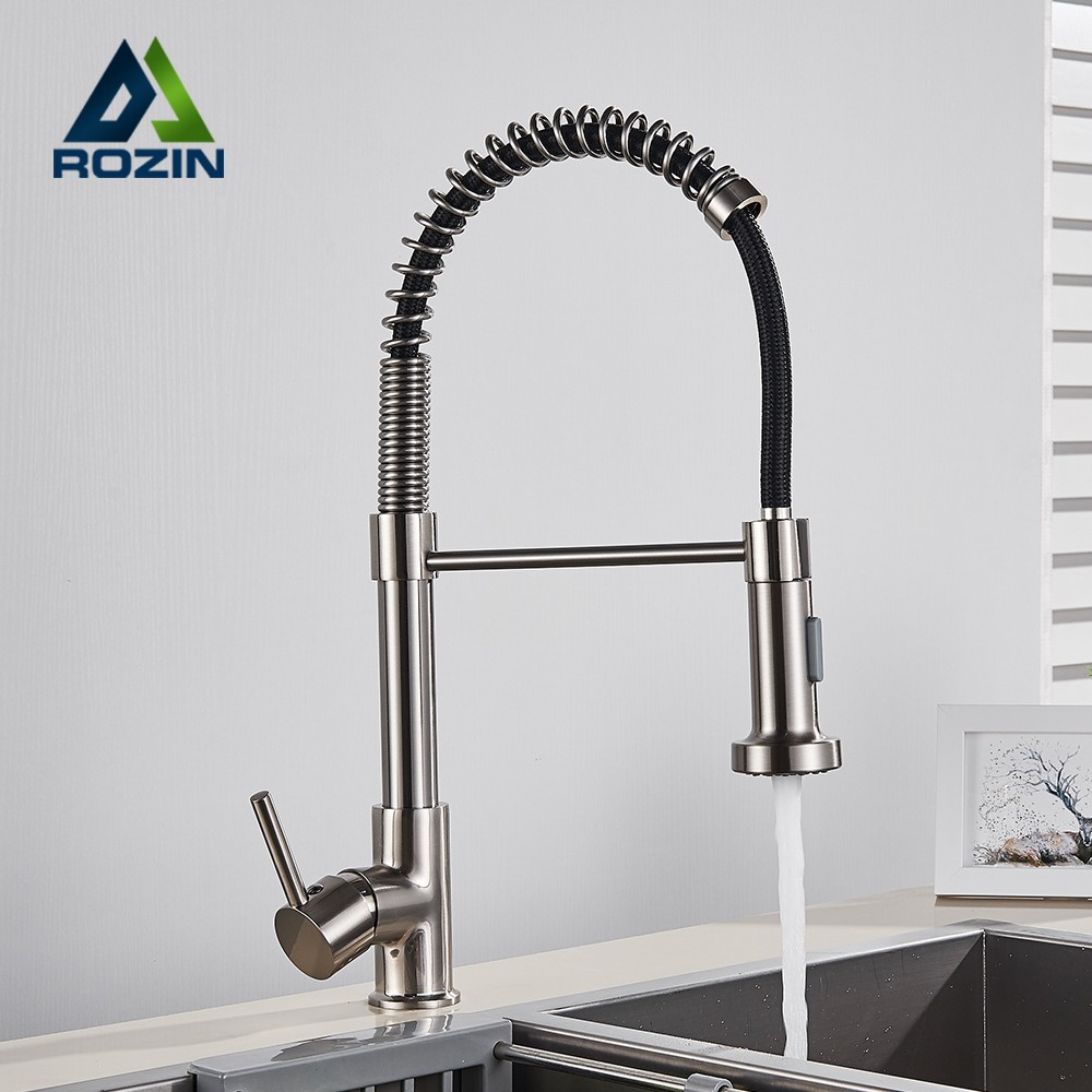 Rozin Brushed Nickel Kitchen Faucet - 360° Deck Mounted Mixer Tap