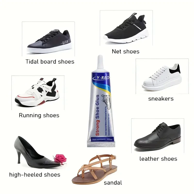 Upgraded 60ml Waterproof Shoe Glue - Strong Adhesive for Repairing Leather Shoes, Sports Shoes, and Sneakers
