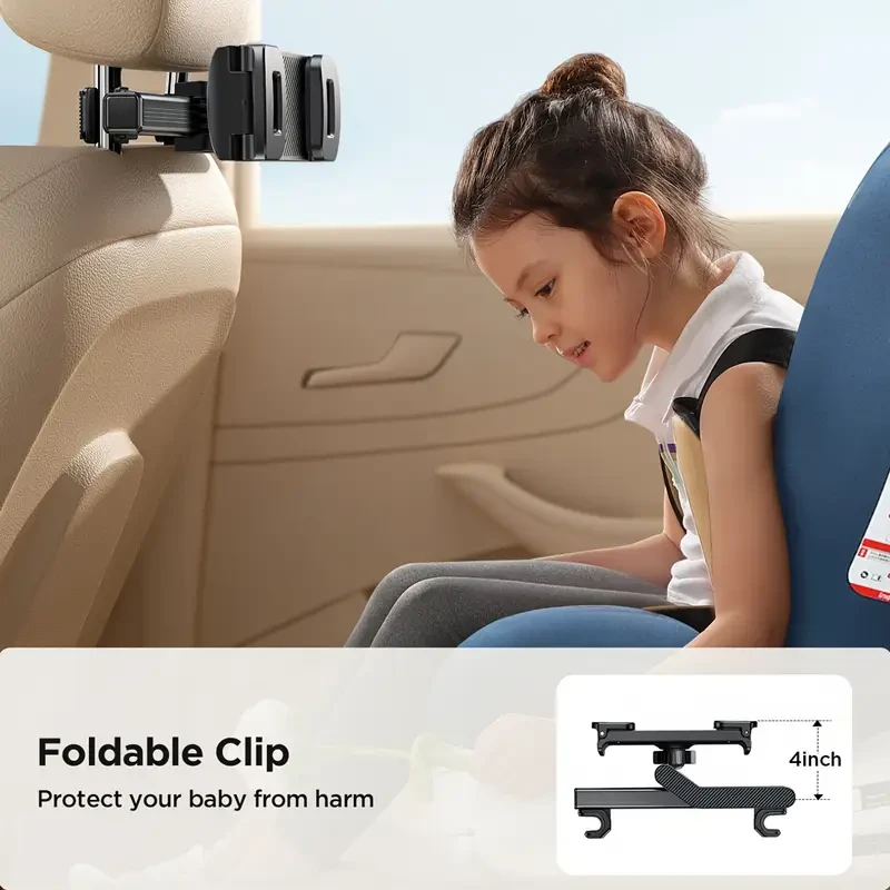 Tablet Holder for Car, 360 Adjustable Mount, One-Handed Operation