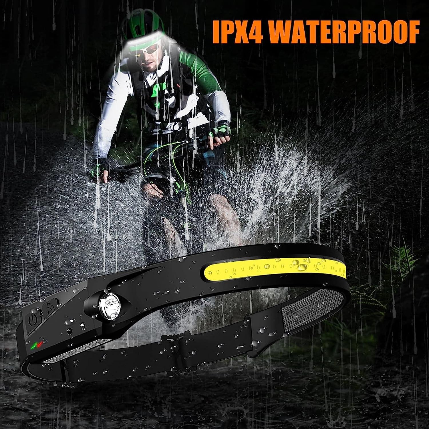 1/2/3PCS LED Induction Headlamp - Camping Search Light USB Rechargeable Headlight LED Head Torch Work Light with Built-in Battery