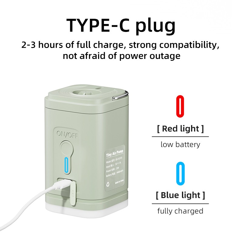 3 in 1 Electric Air Pump with Lights - Mini Wireless Air Compressor USB Charging Inflator/Deflator Pumps for Outdoor Camping