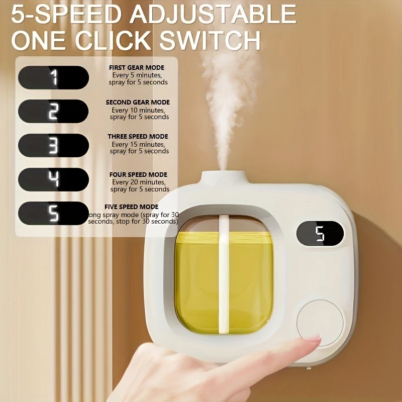 Intelligent Aromatherapy Diffuser with Rechargeable Battery 5-Level Timer, Air Purification for Office & Bedroom