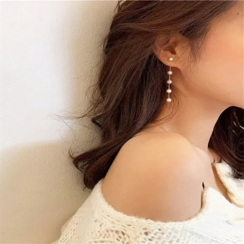 Pearl Tassel Niche Design Fashionable Earrings Long