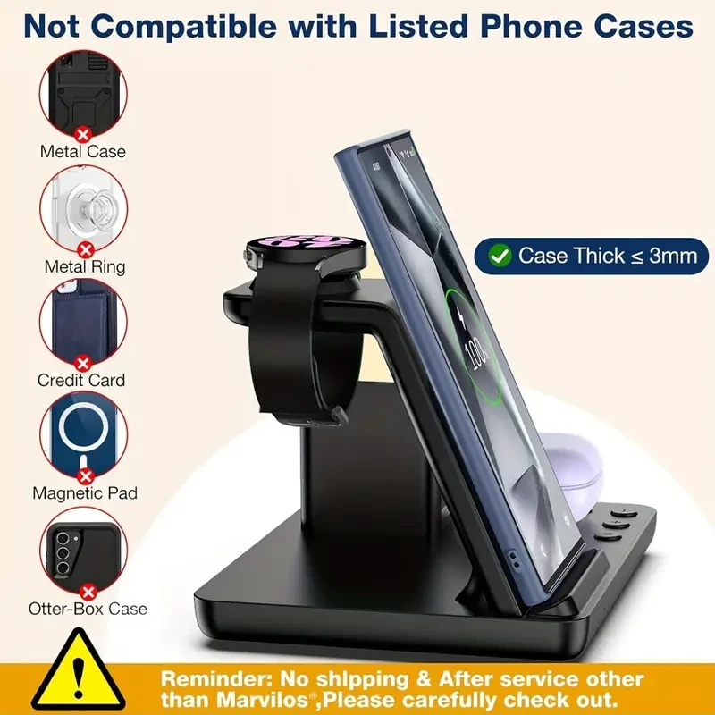 6-in-1 Wireless Charging Station with LED Display, Alarm & Night Light