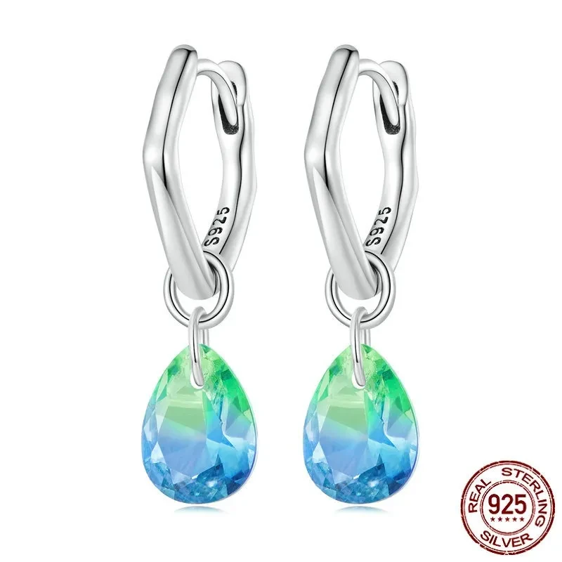 Sterling Silver S925 Water Drop Earrings Simple Gradient
