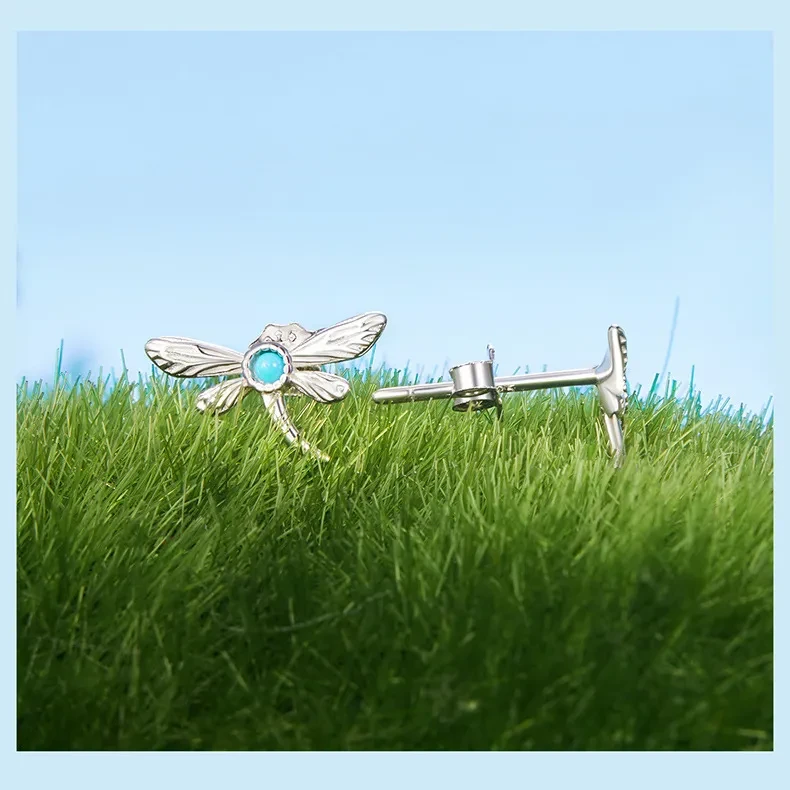 New Turquoise Dragonfly Stud Earrings