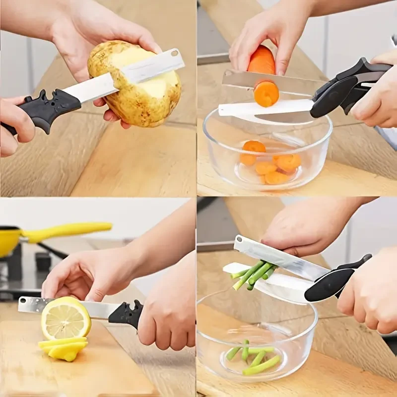 2-in-1 Stainless Steel Smart Cutter with Built-In Grater