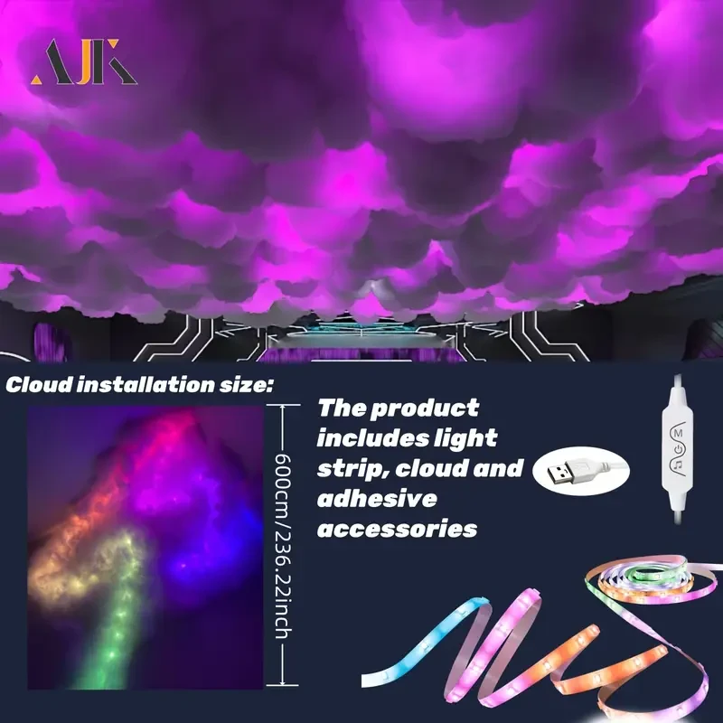 AJK 6m 3D Big Cloud Light Kit Music Sync