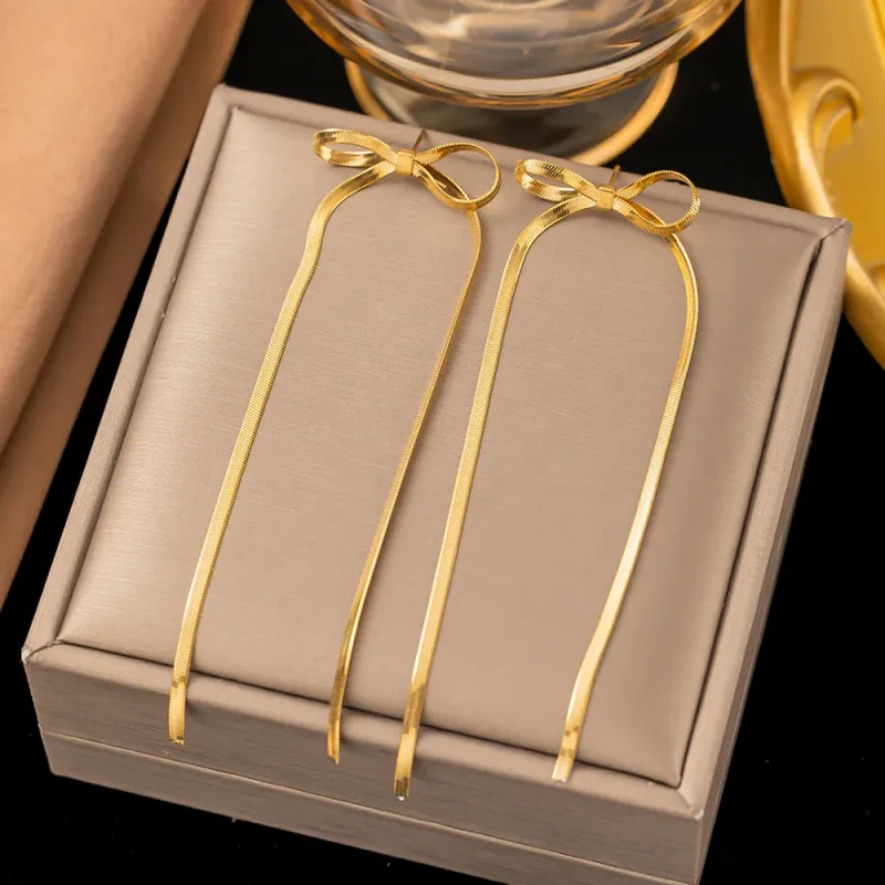 Stainless Steel Jewelry Bow Earrings