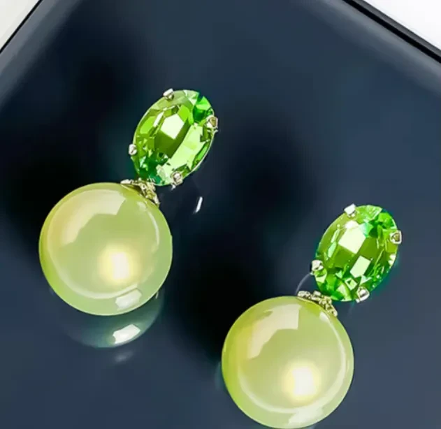 Green Personalized Simple Earrings