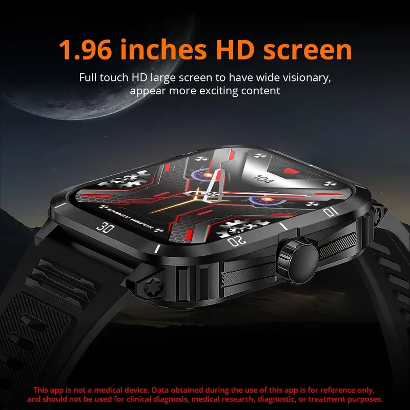 Advanced Men's Fitness Smartwatch - 1.96" IPS HD Screen, 430mAh Battery, Wireless Call, Music Control, Sleep Monitoring, Weather Forecast