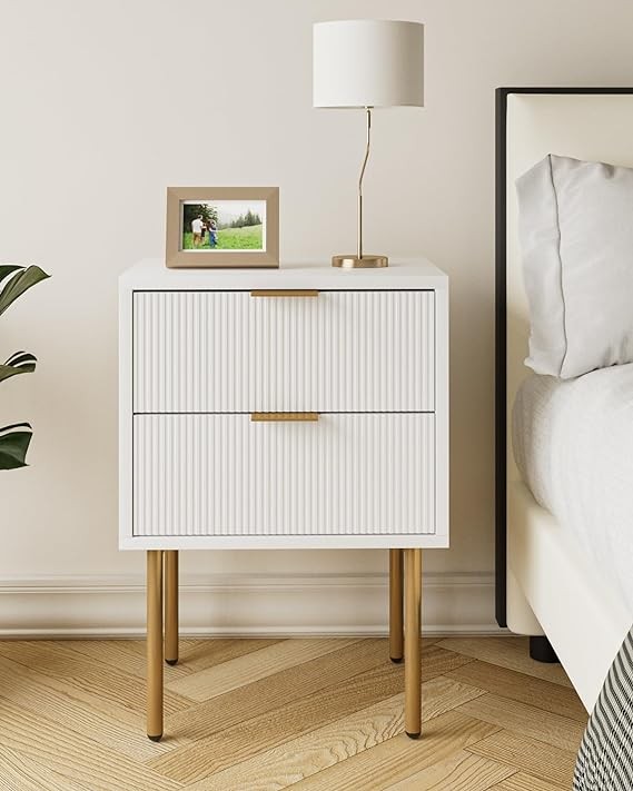 Aobafuir Nightstand - 2 Drawer Dresser for Bedroom, Small Side Table with 2 Drawers, Bedside Furniture, Night Stand, End Table
