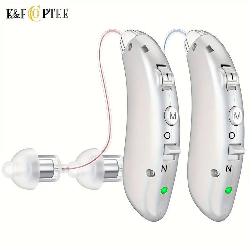 Premium Rechargeable Hearing Aids for Seniors - Advanced Noise Cancelling, Volume Control, Digital Sound Amplification, Comfortable BTE Design