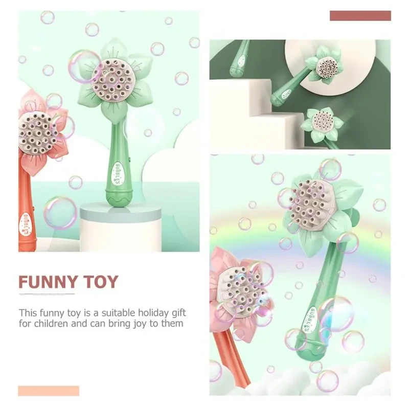 Sunflower Shape Bubble Machine Toy Portable Bubble Wand Toy Electric Bubble Blower Outdoor Toy