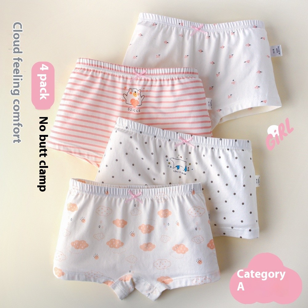 Children's Underwear Women's Pure Cotton Cartoon Boxers