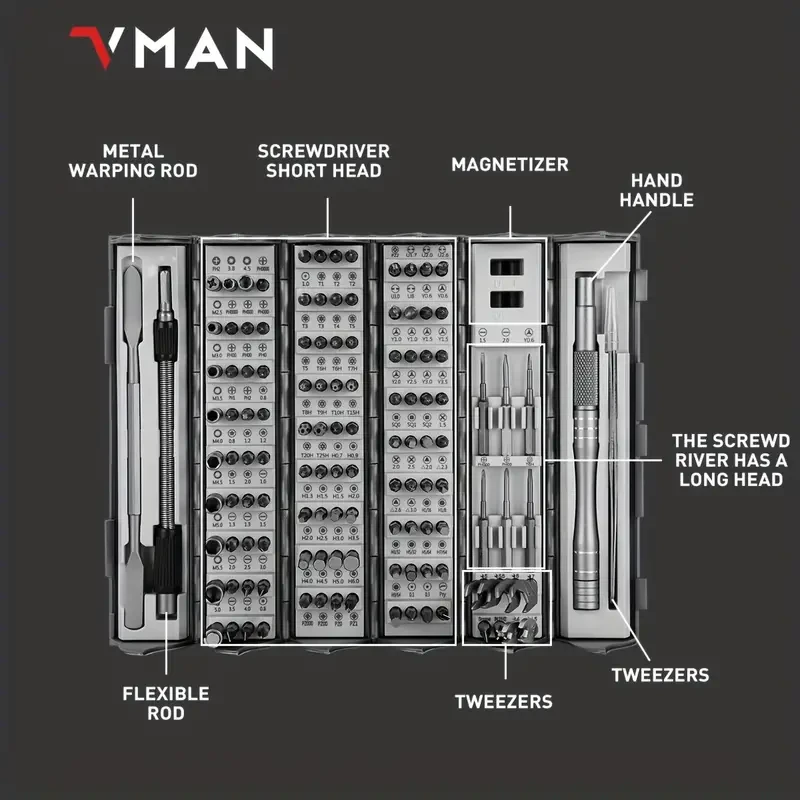 128-Piece Precision Screwdriver Set - Professional Magnetic Driver Kit with Flexible Shaft, Torx, Pentalobe, Tri-Wing Bits for Electronics Repair