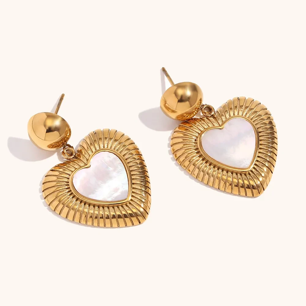 Retro Stainless Steel Gold Shell Light Earrings For Women