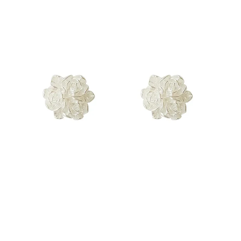Sweet And Simple Rose 925 Silver Stud Earrings