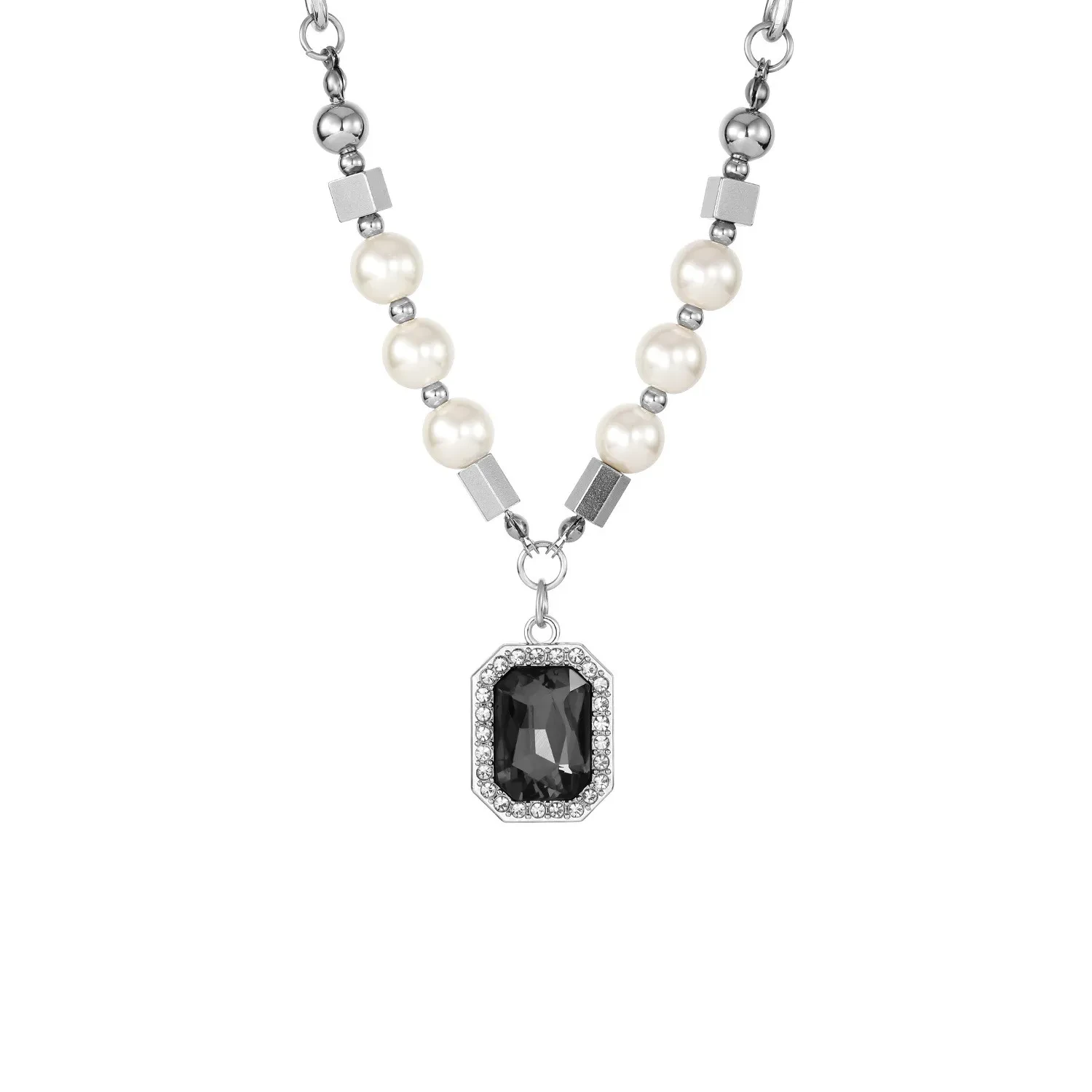 Pearl Gem And Diamond Pendant Necklace