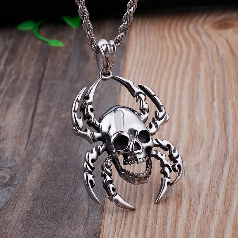 Vintage Punk Titanium Steel Spider Pendant