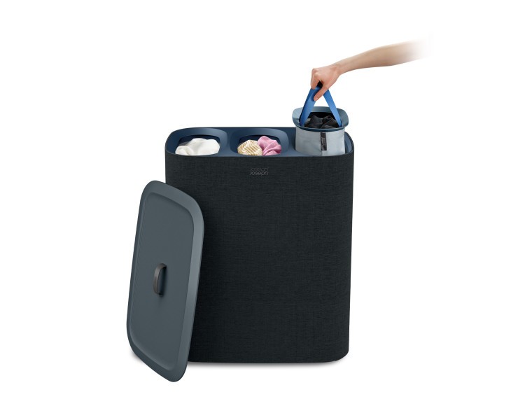 Tota Trio 90L Laundry Separation Basket - Black - Joseph Joseph