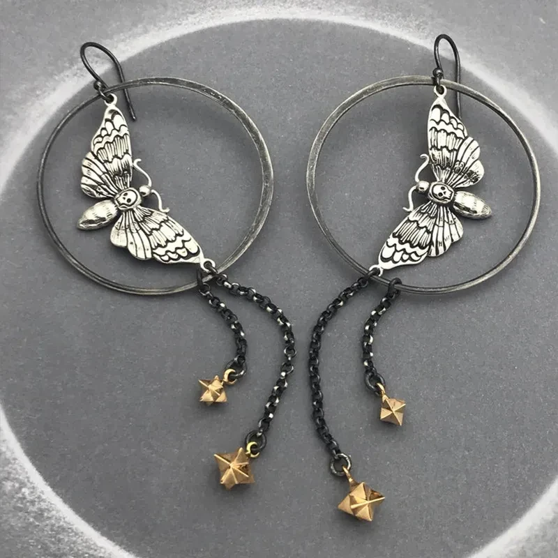 Skull Moth Pendant Earrings For Women