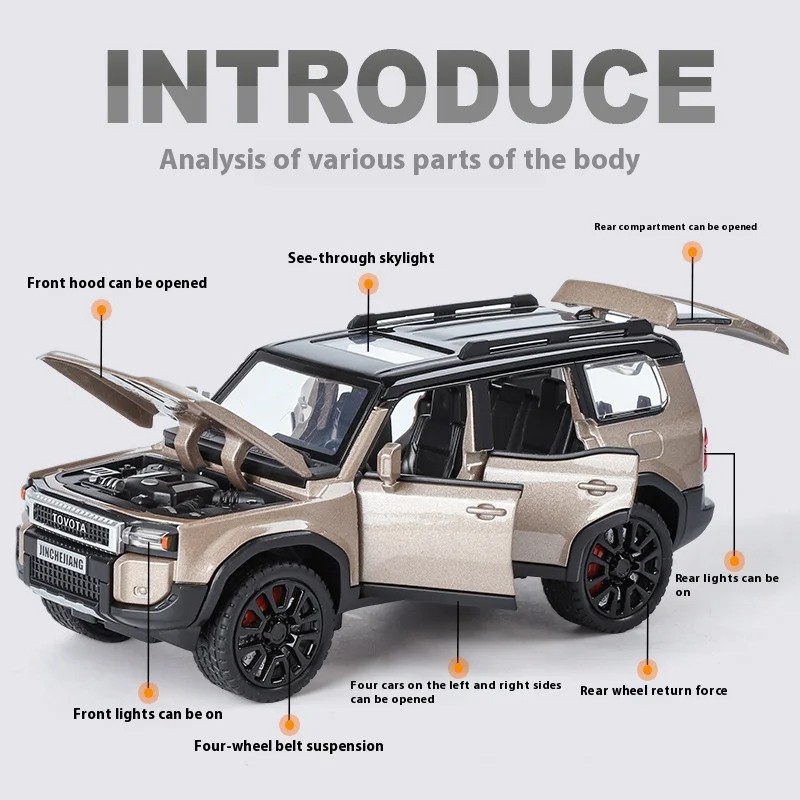 1:32 TOYOTA PRADO Land Cruiser Off Road Vehicle Diecast Model Car