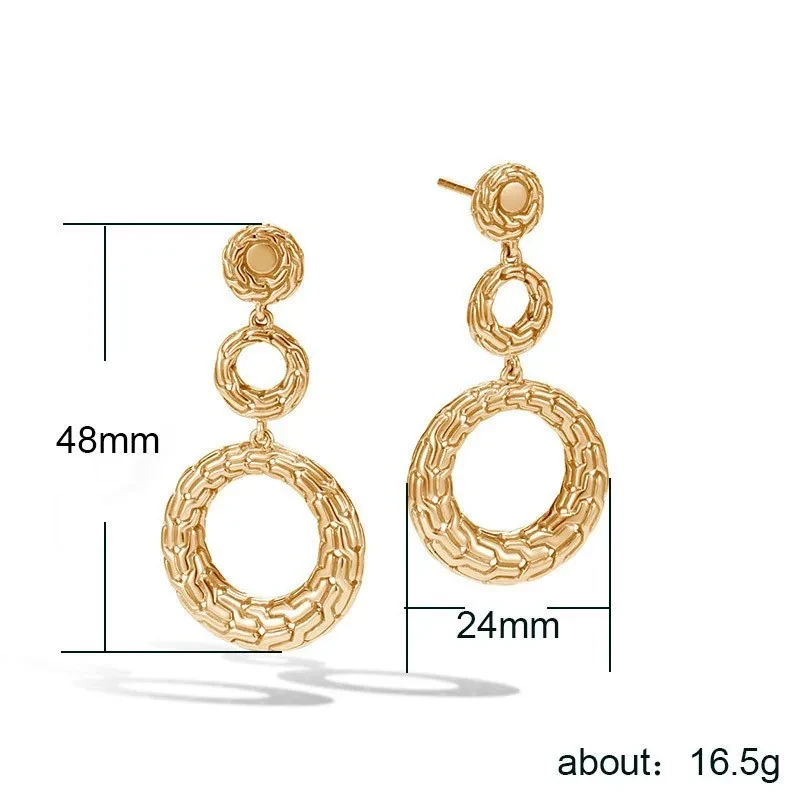 Luxury Gold-plated Earrings Women's Exaggerated Long