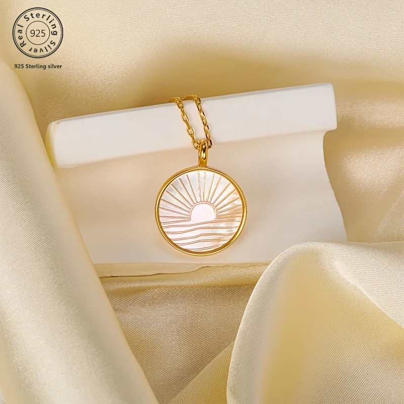 925 Sterling Silver Sunset Moment Necklace Stylish and Simple Atmosphere