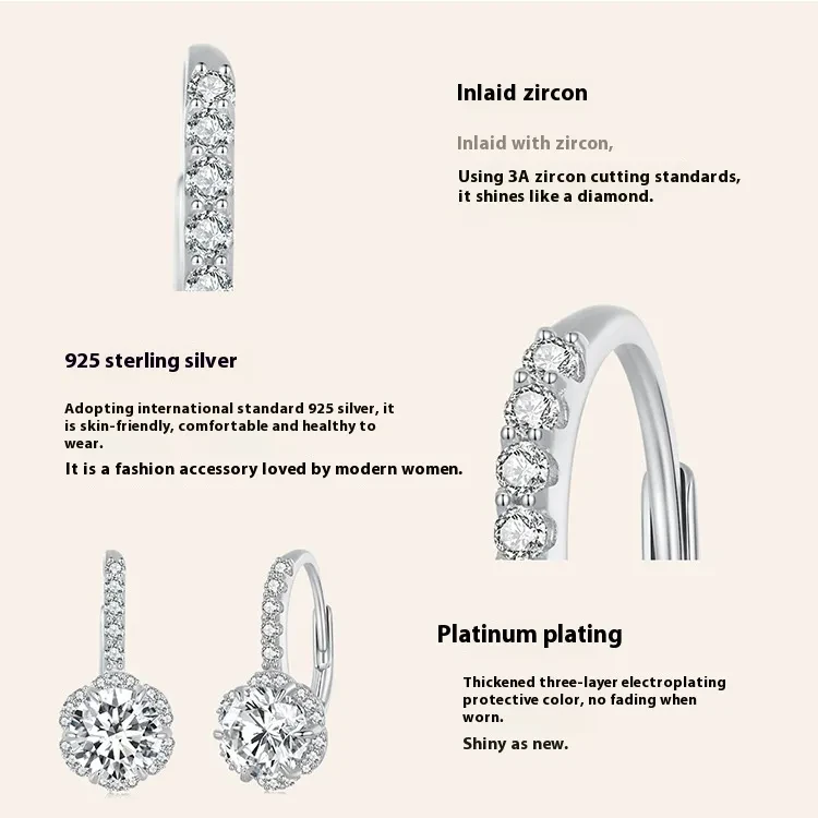 Sterling Silver Simple Elegant Moissanite Earrings