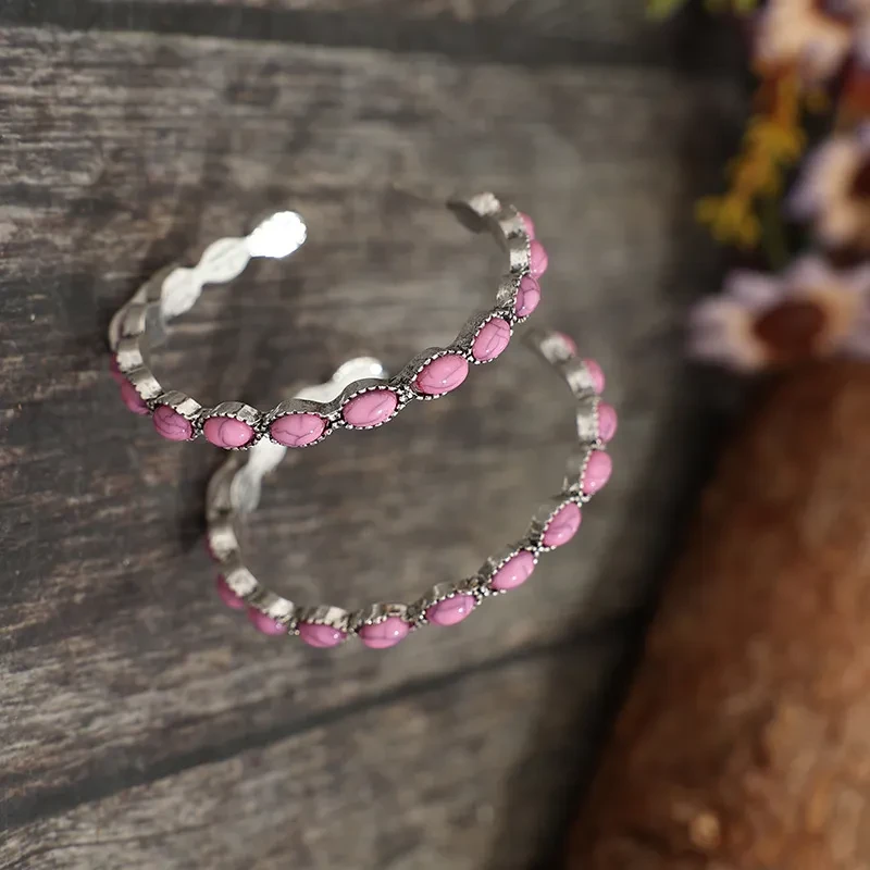 Women's Turquoise C- Shaped Metal Alloy Earrings