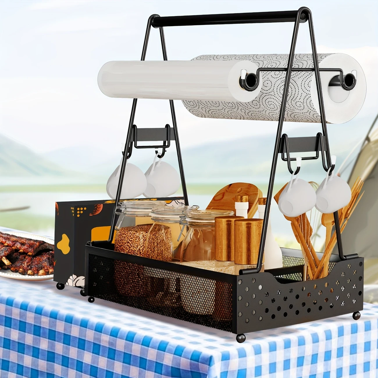 Large Metal Grill Utensil Caddy