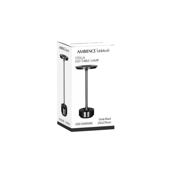 Ambience Stella Cordless LED Table Lamp Oxide Black  - Tablekraft