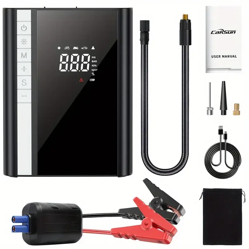 CARSUN Portable 12V Car Jumper & Tire Inflator Pump