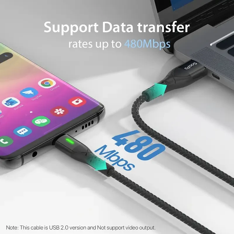 2-Pack SooPii USB A to C Cable with LED Indicator