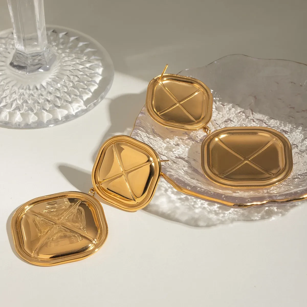 Stainless Steel Geometric Earrings Pendant High Sense Niche