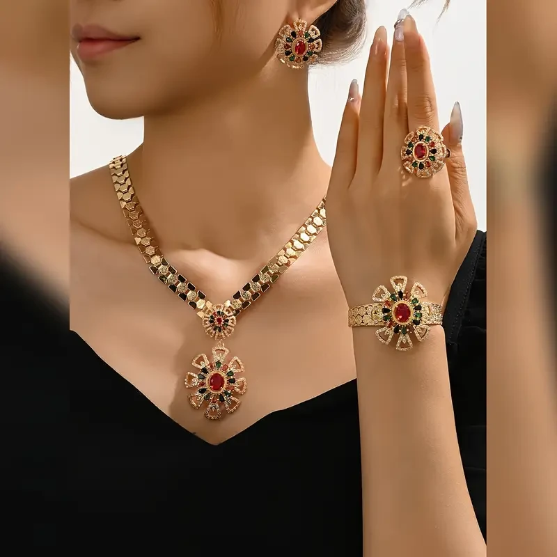 Elegant 4pcs Jewelry Set with Cubic Zirconia