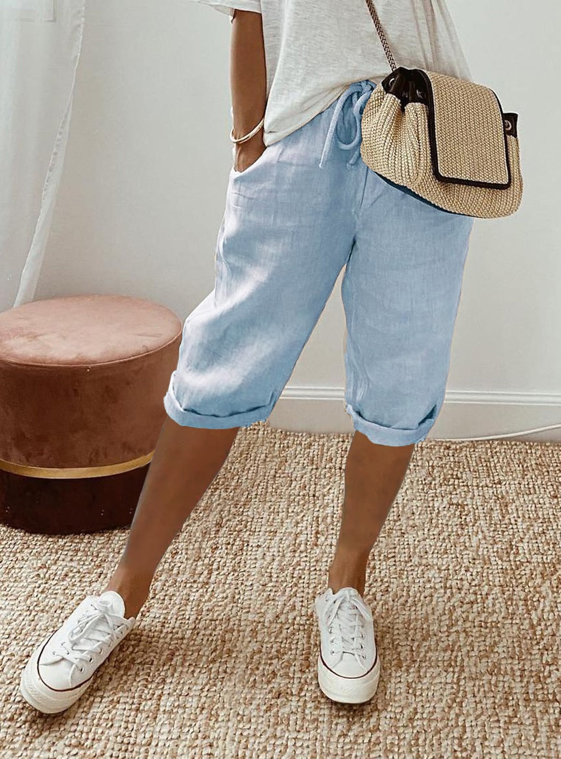 Women's Pocket Cotton Linen Pants