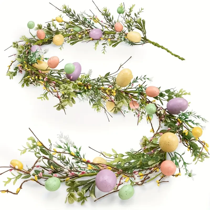 Rustic Spring Vine Wreath with Colorful Easter Eggs