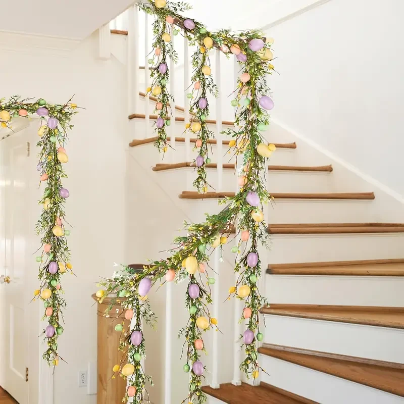 Rustic Spring Vine Wreath with Colorful Easter Eggs