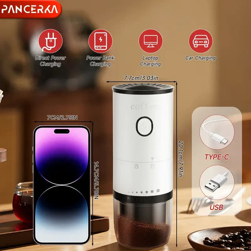 PANCERKA Portable Electric Coffee Bean Mill with Customizable Options