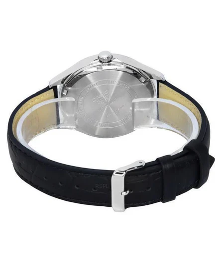 Casio Standard Analog Moon Phase Leather Strap Silver Dial Quartz MTP-M100L-7A Men's Watch