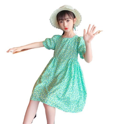 Girls' Summer Floral Dress New Fashionable Stylish